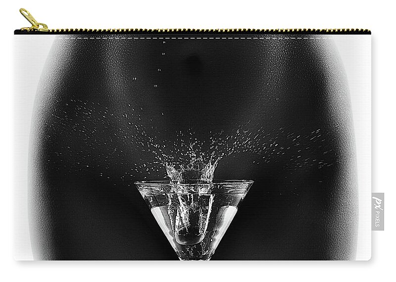 Woman Zip Pouch featuring the photograph Nude woman with martini splash by Johan Swanepoel