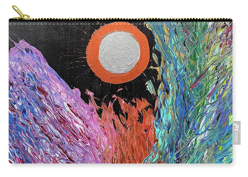Abstract Carry-all Pouch featuring the painting NUMerica WELLth and MOONey CurrentSee and Gratitude Flow Codes by Anjel B Hartwell