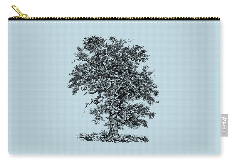 Oak Zip Pouch featuring the digital art Oak in black and white by Madame Memento
