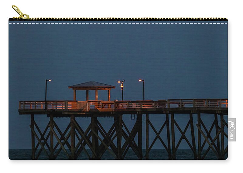 Fullmoon Zip Pouch featuring the photograph Oak Island Partial Lunar Eclipse by Nick Noble
