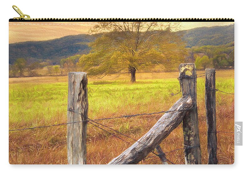 Cades Zip Pouch featuring the photograph Oak Tree at Sunrise Painting by Debra and Dave Vanderlaan
