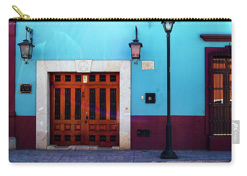 Oaxaca Zip Pouch featuring the photograph Oaxaca Facade by William Scott Koenig