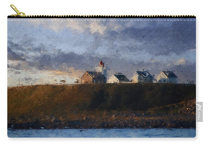 Lighthouse Carry-all Pouch featuring the digital art Obrestad lighthouse by Geir Rosset