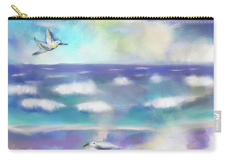 Ipad Painting Zip Pouch featuring the digital art Ocean Air by Frank Bright