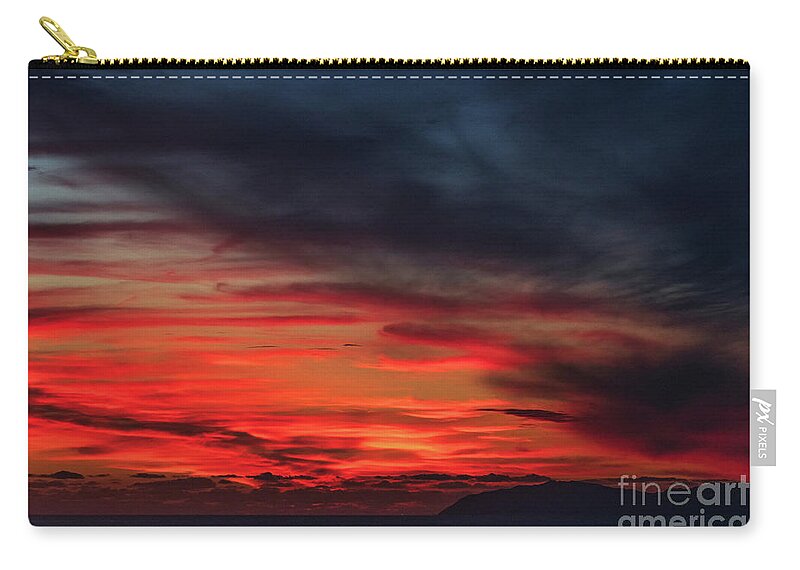Sunset Zip Pouch featuring the photograph Ocean Fiery Sunset over Catalina Island in California by Abigail Diane Photography