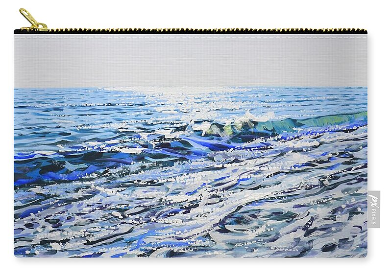 Sea Zip Pouch featuring the painting Ocean. Light 100. by Iryna Kastsova