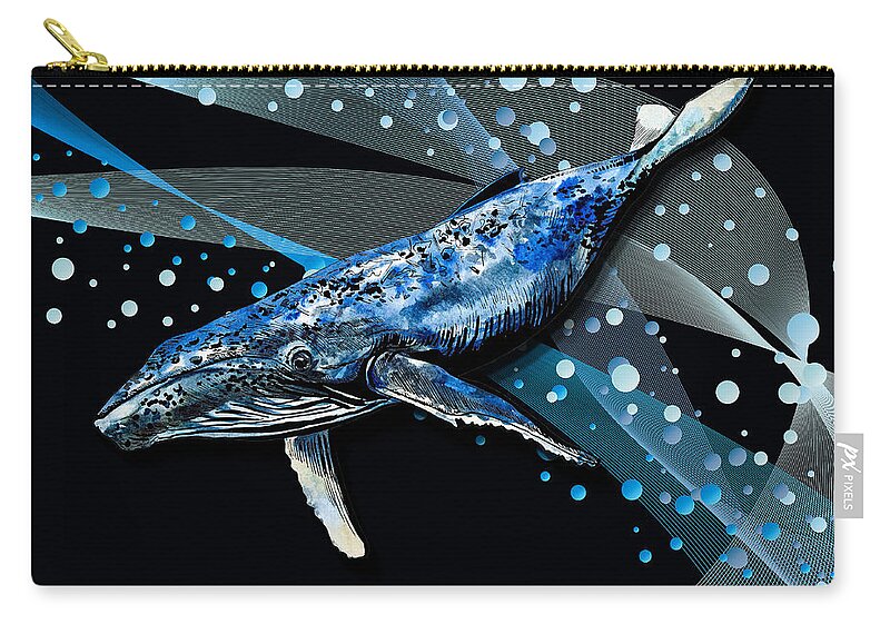 Ocean Zip Pouch featuring the digital art Ocean View Collection Whale 1 by Tina Mitchell