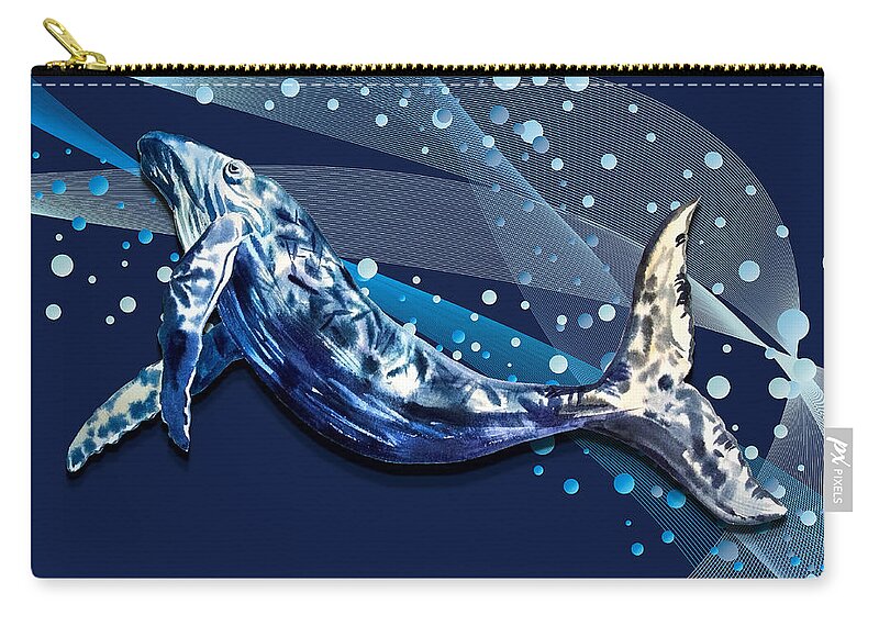 Ocean Zip Pouch featuring the digital art Ocean View Collection Whale 2 by Tina Mitchell