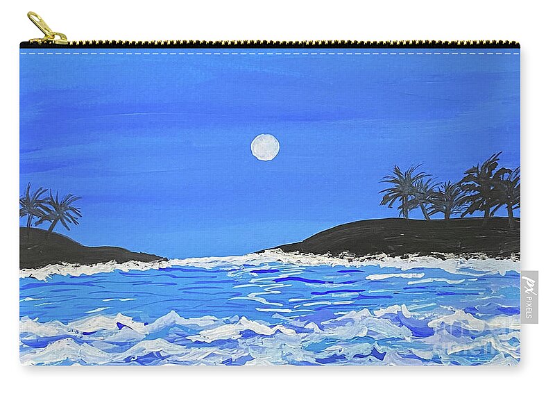 Waves Zip Pouch featuring the painting Ocean Waves in Gouache by Lisa Neuman