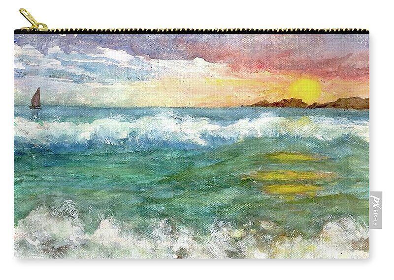 Cruising Zip Pouch featuring the painting Oceans White with Foam by Cheryl Wallace