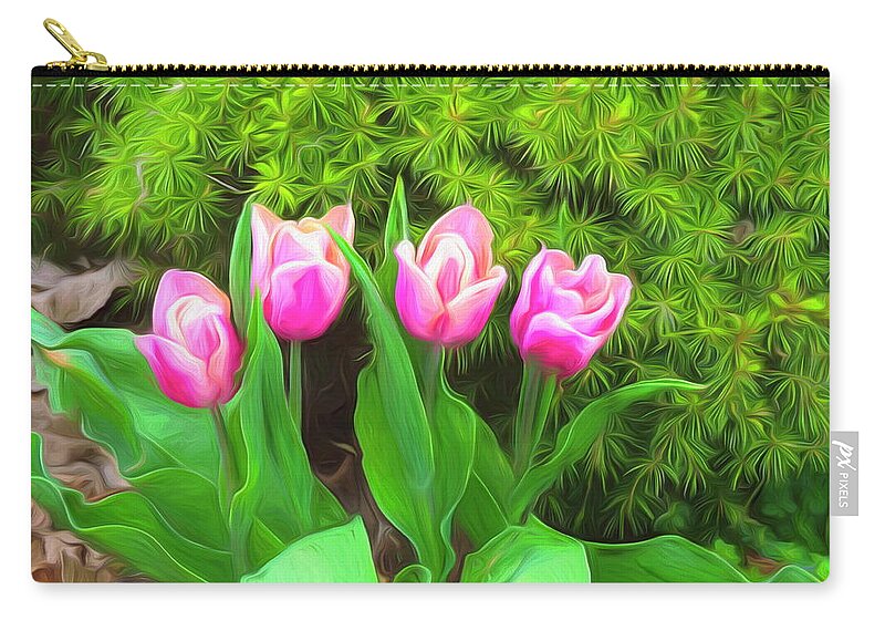 Tulips Zip Pouch featuring the digital art Ode to Spring by Susan Hope Finley