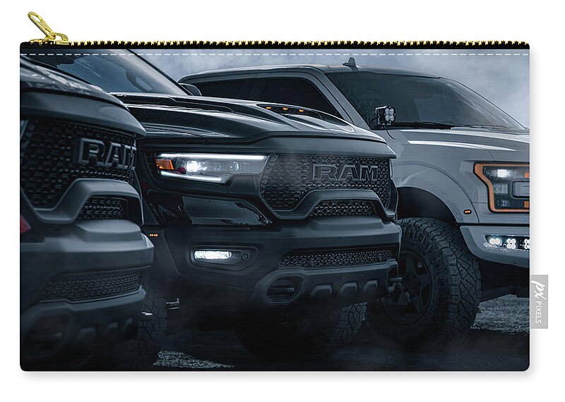 Ram Zip Pouch featuring the photograph Off-road Hunters by David Whitaker Visuals