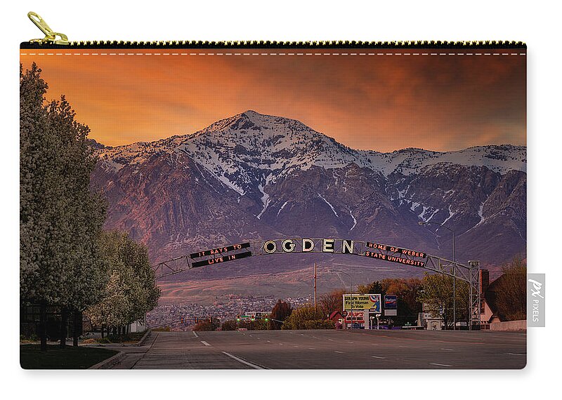 Ogden Zip Pouch featuring the photograph Ogden City Sunset by Michael Ash