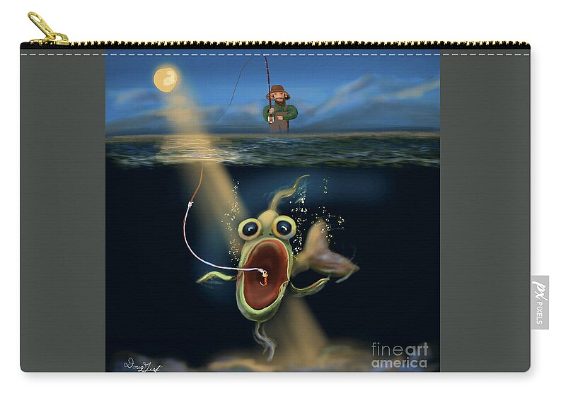 Fly Fishing Zip Pouch featuring the digital art Oh Boy by Doug Gist