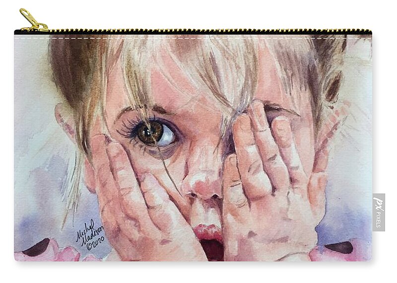 Expressive Child Zip Pouch featuring the painting Oh My by Michal Madison
