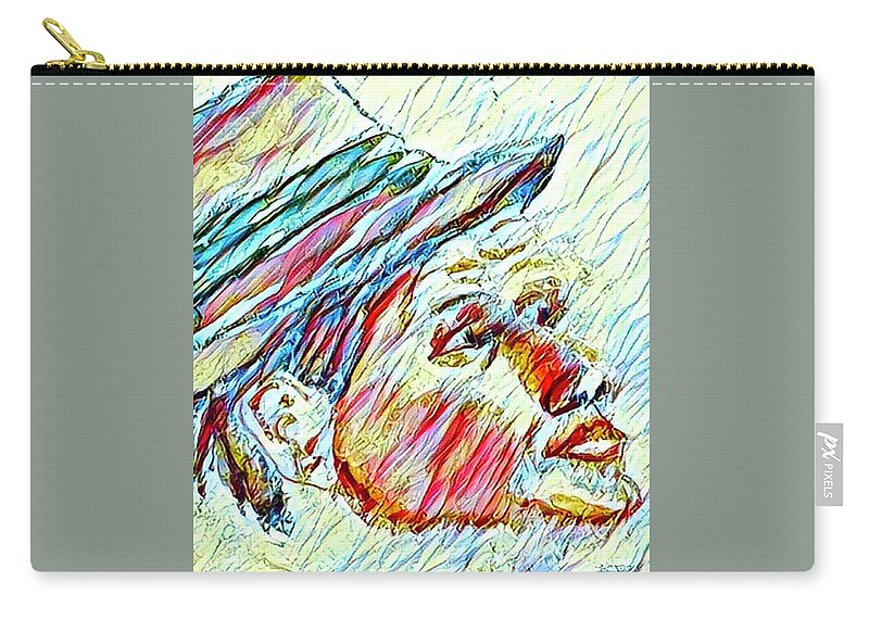 Frank Sinatra Zip Pouch featuring the painting Ol Blue Eyes by Denise Railey
