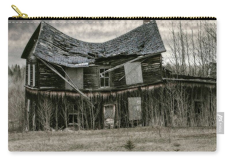 Abandeoned House Haunted Eiry Mysterious Zip Pouch featuring the photograph Old Abandoned House by Louise Tanguay