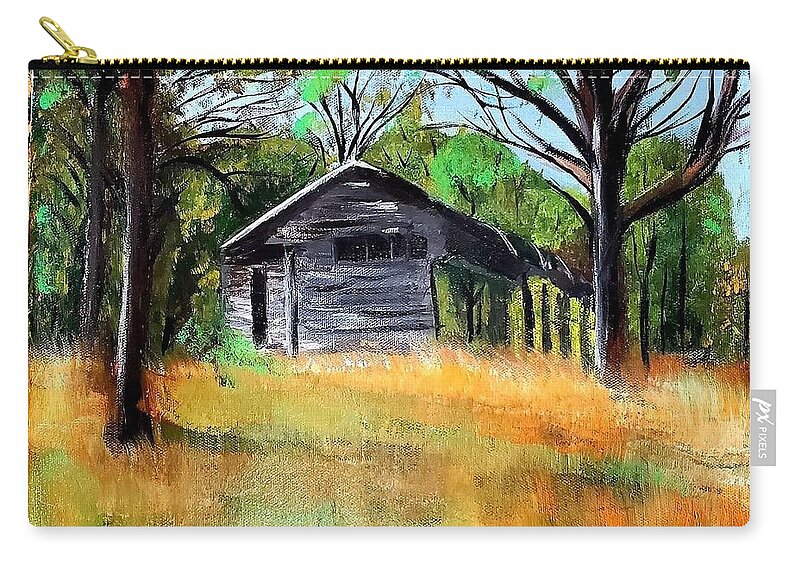 Barn Zip Pouch featuring the painting Old Barn by Amy Kuenzie