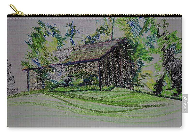 Plein Air Carry-all Pouch featuring the pastel Old Barn At Wason Pond by Sean Connolly