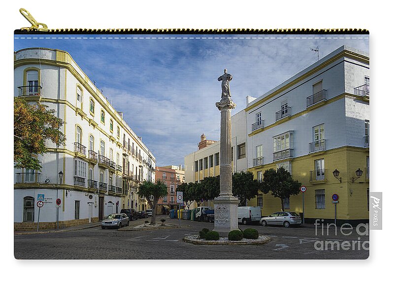 Seafront Zip Pouch featuring the photograph Old Cadiz Center Street Blue Sky Andalusia by Pablo Avanzini