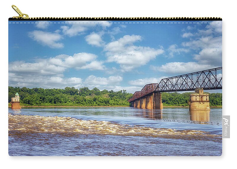 Old Chain Of Rocks Bridge Zip Pouch featuring the photograph Old Chain of Rocks Bridge by Susan Rissi Tregoning