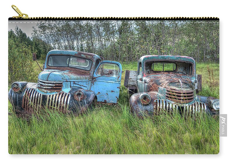 Ford Chevy Carry-all Pouch featuring the photograph Old Chevys in Iceland by Kristia Adams