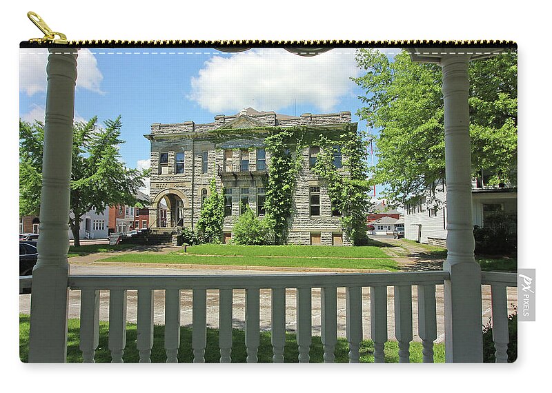 Town Hall Zip Pouch featuring the photograph Old City Hall Port Clinton Ohio 6634 by Jack Schultz