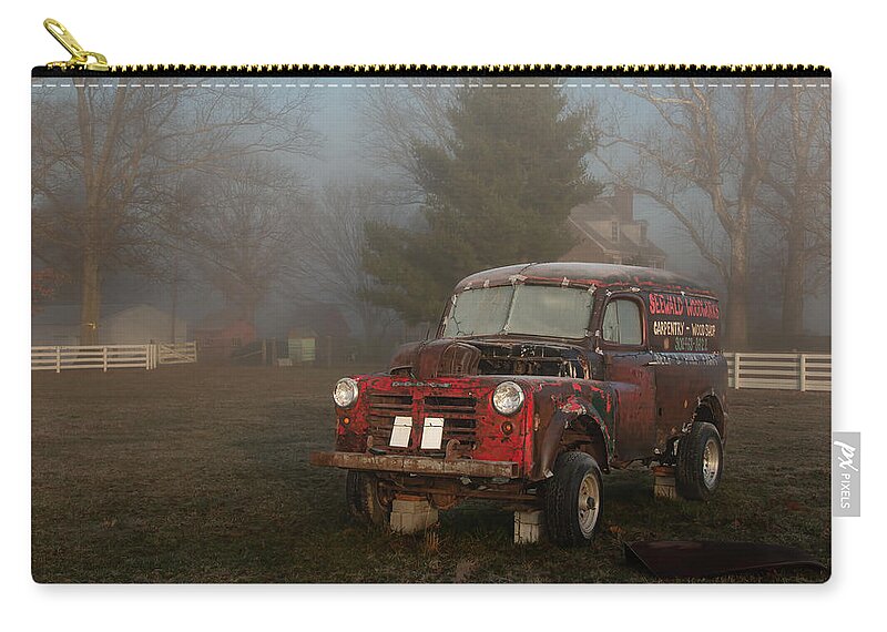 Old Zip Pouch featuring the photograph Old Dodge in a Fog by Kristia Adams