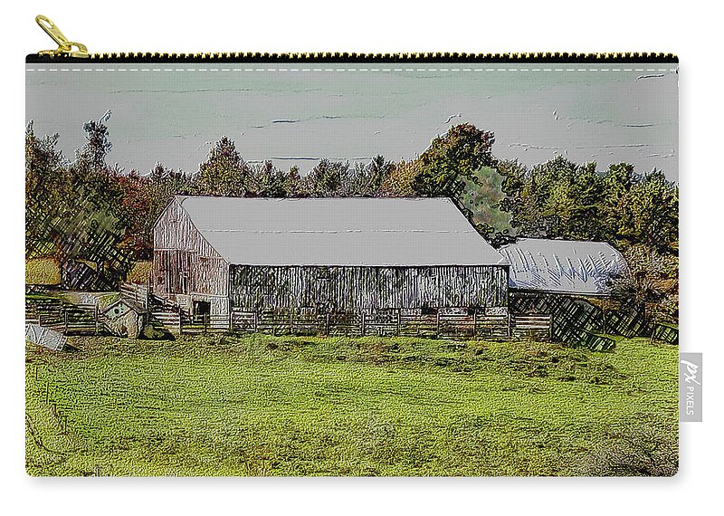 Rural Zip Pouch featuring the photograph Old Fashioned Farmyard Barn by Leslie Montgomery