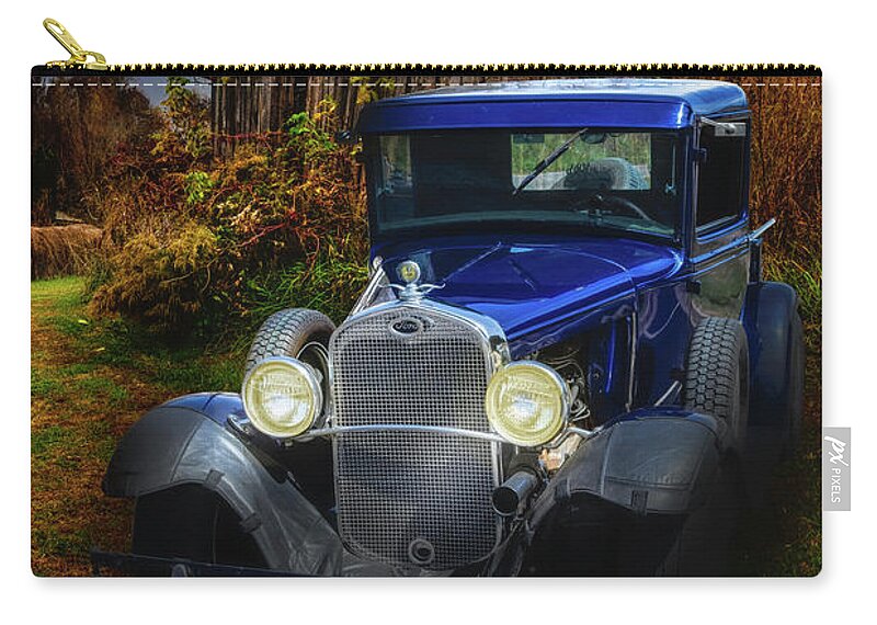 Ford Zip Pouch featuring the photograph Old Ford under the Autumn Moon by Debra and Dave Vanderlaan