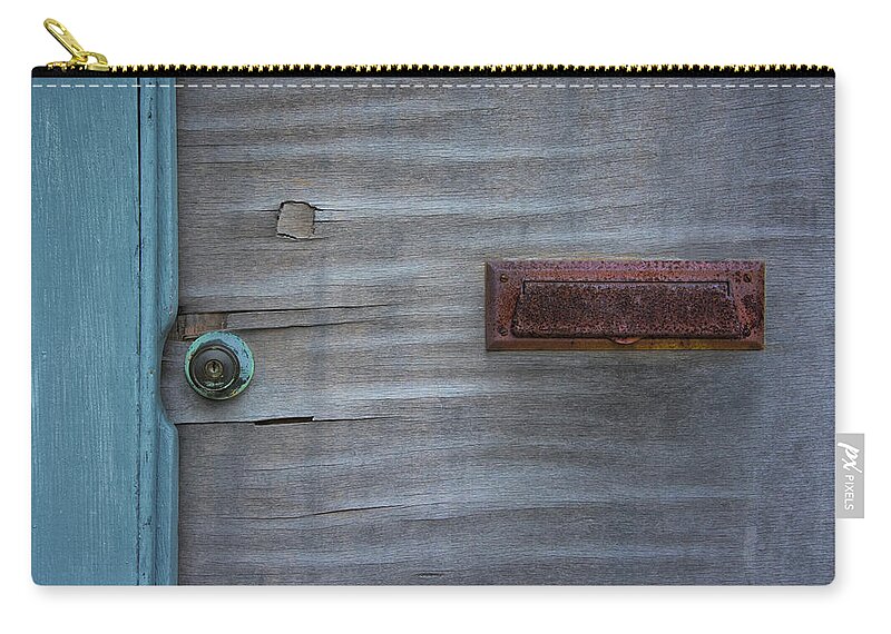 Door Zip Pouch featuring the photograph Old Mail - Weathered Door and Mail Slot by Mitch Spence