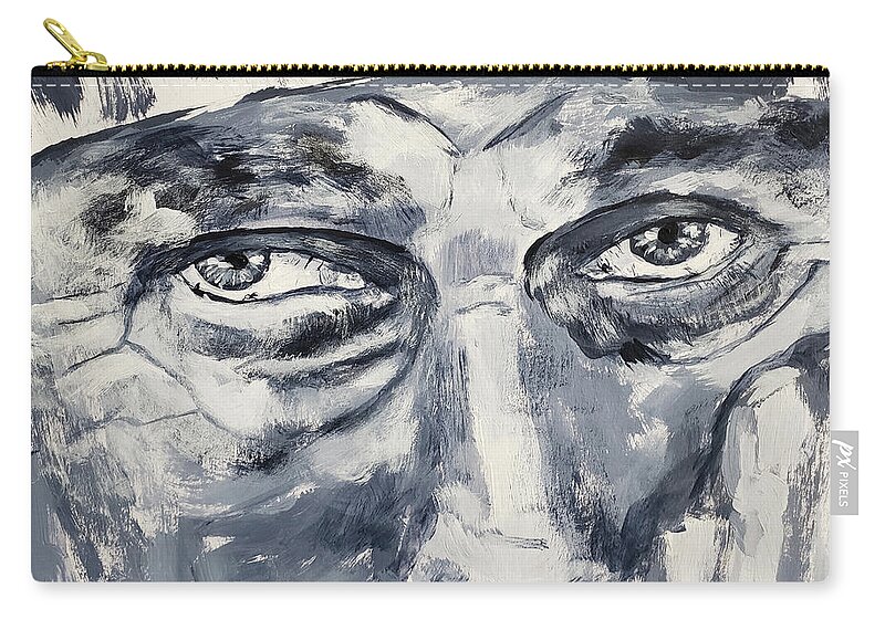 Macro Zip Pouch featuring the painting Old Man by Mark Ross