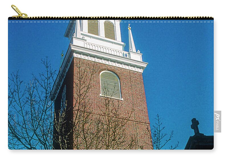Boston Zip Pouch featuring the photograph Old North Church Tower by Bob Phillips