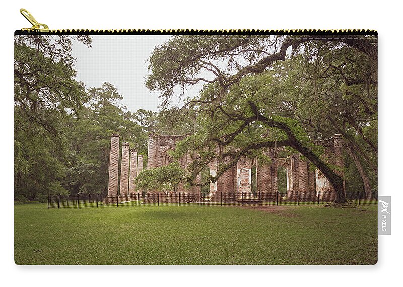 Yemassee Zip Pouch featuring the photograph Old Sheldon Church Ruins 12 by Cindy Robinson
