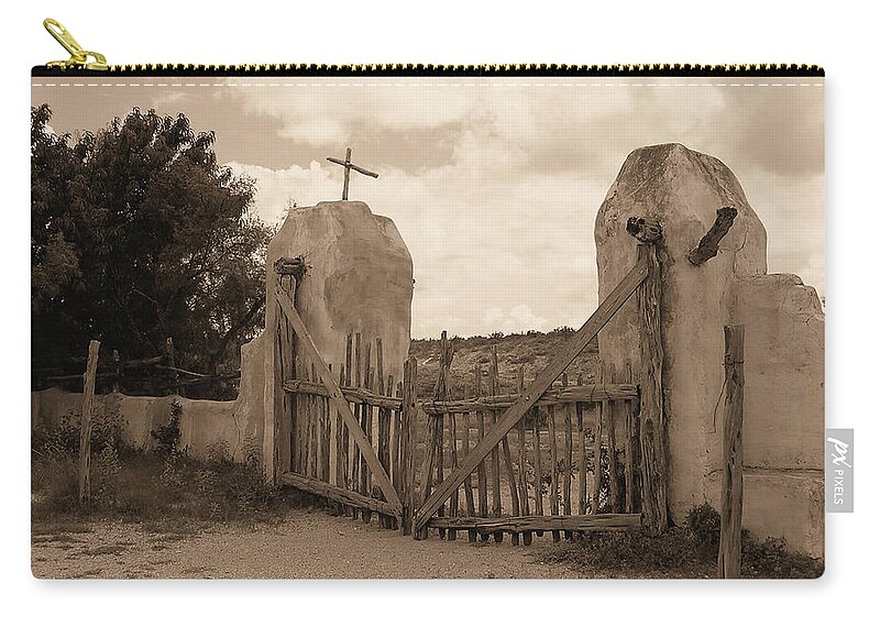 Fence Carry-all Pouch featuring the photograph Old Spanish Fence by Ron Grafe