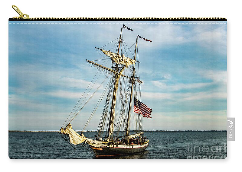 Old Zip Pouch featuring the photograph Old Tall Ship in Pensacola Bay by Beachtown Views