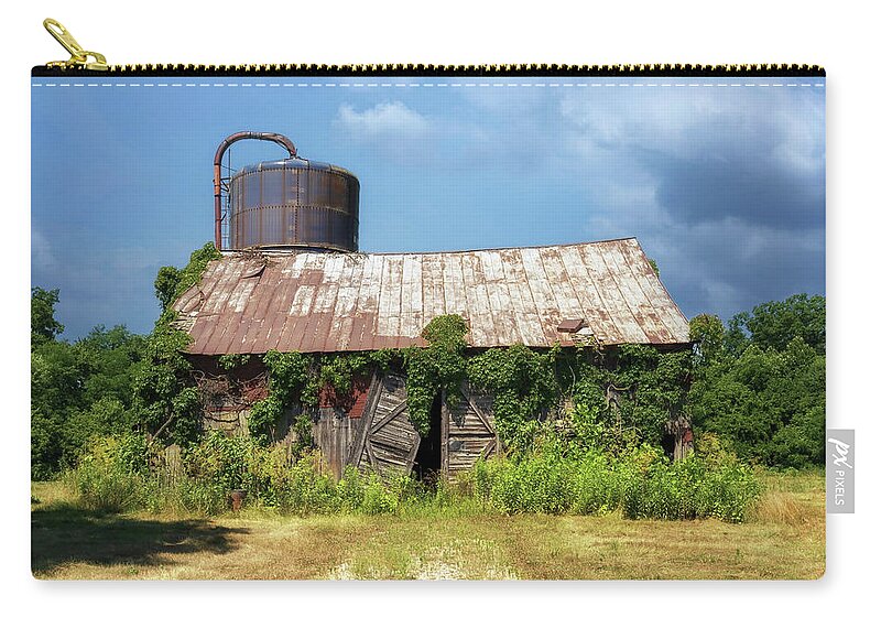 Barn Zip Pouch featuring the photograph Old Weathered Barn - Parke County, Indiana by Susan Rissi Tregoning