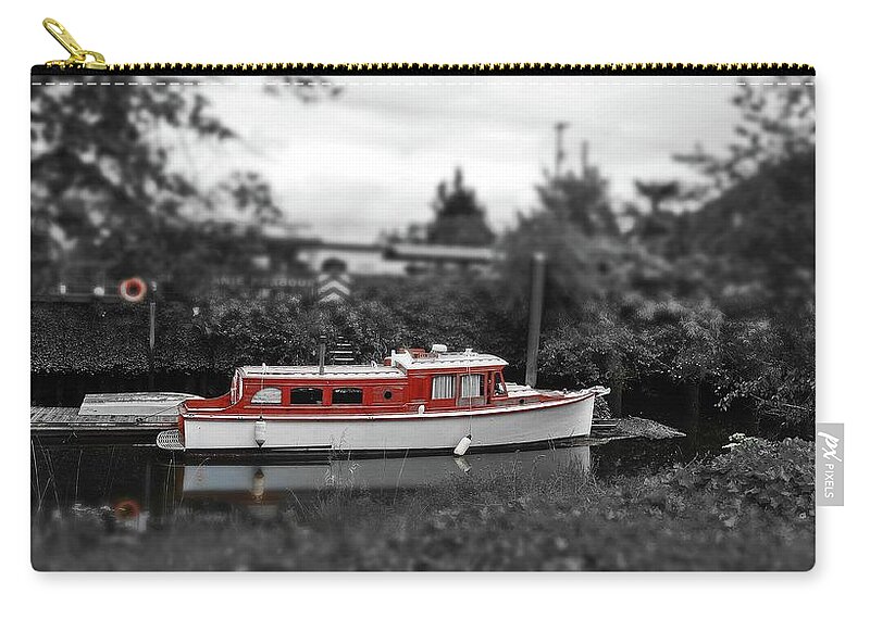 Zip Pouch featuring the digital art Old Boat On Clatskanie River by Fred Loring