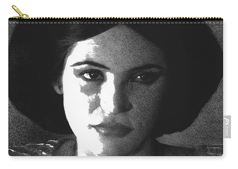 Portrait Zip Pouch featuring the drawing Olga by Mark Baranowski