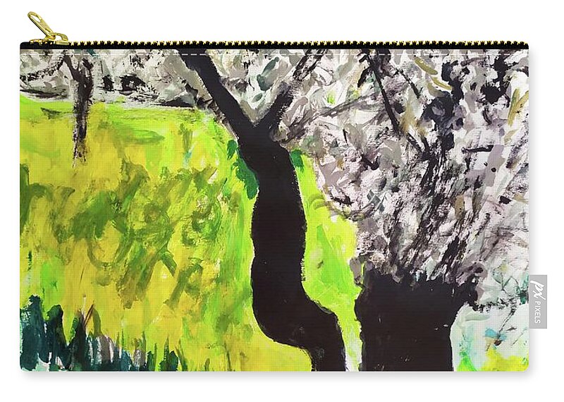 Olive Trees In Spring Zip Pouch featuring the painting Olive Trees in Spring by Esther Newman-Cohen
