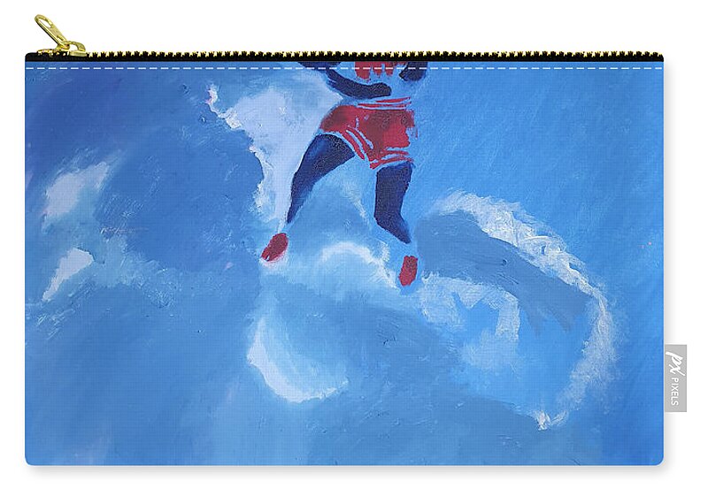 Michael Jordan Zip Pouch featuring the painting Omaggio a Michael Jordan by Enrico Garff