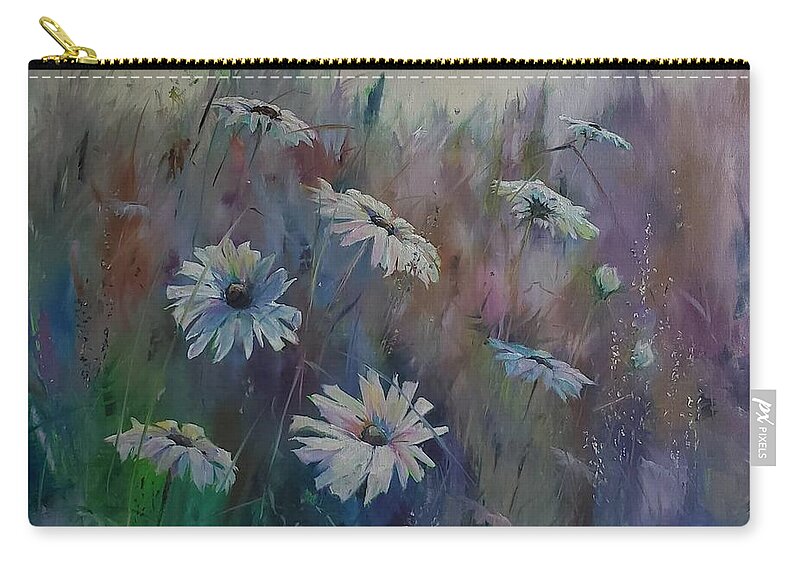 Landscape Zip Pouch featuring the painting On a Bed of Daisies by Sheila Romard
