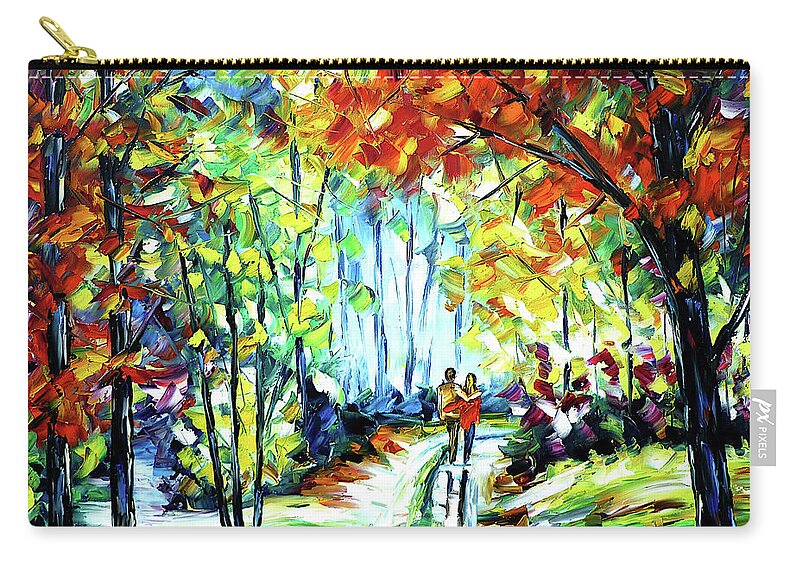 Autumn Walk Carry-all Pouch featuring the painting On An Autumn Day by Mirek Kuzniar
