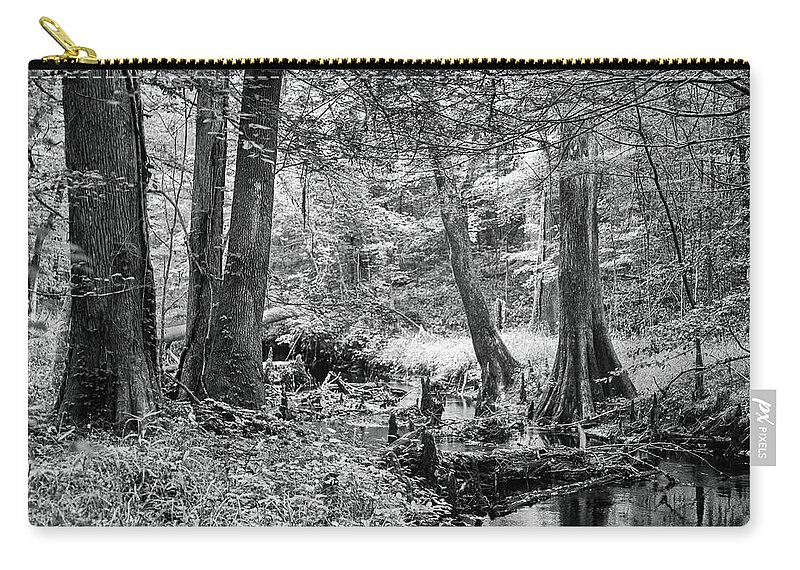 Island Creek Zip Pouch featuring the photograph On Island Creek in the Croatan by Bob Decker