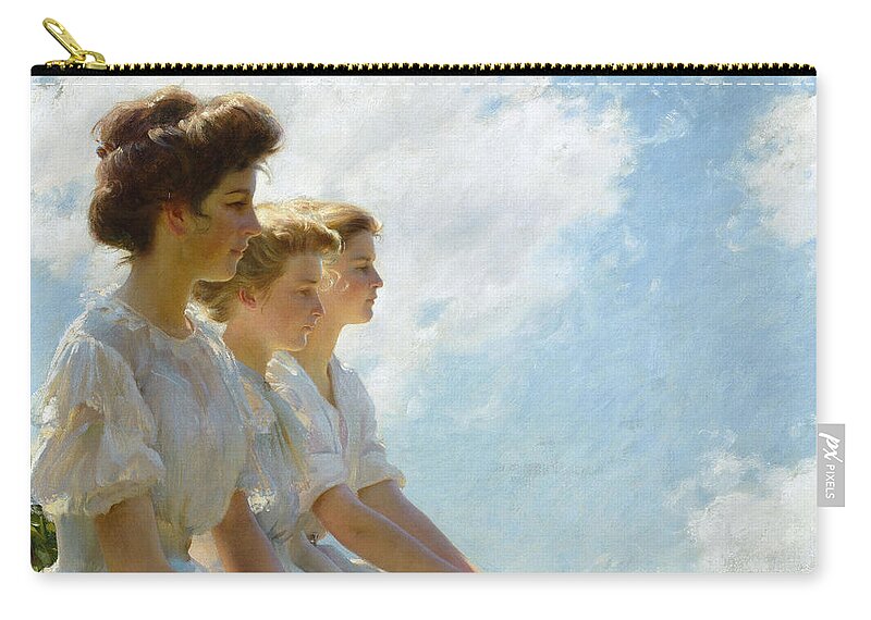 19th Century Art Zip Pouch featuring the painting On the Heights, circa 1909 by Charles Courtney Curran