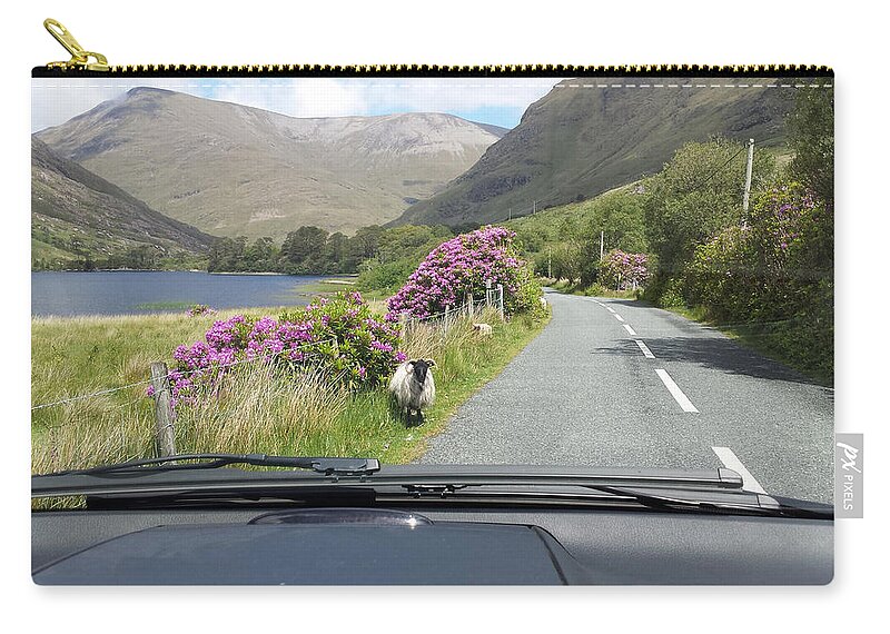 Irlande Zip Pouch featuring the photograph On the road Ireland by Joelle Philibert