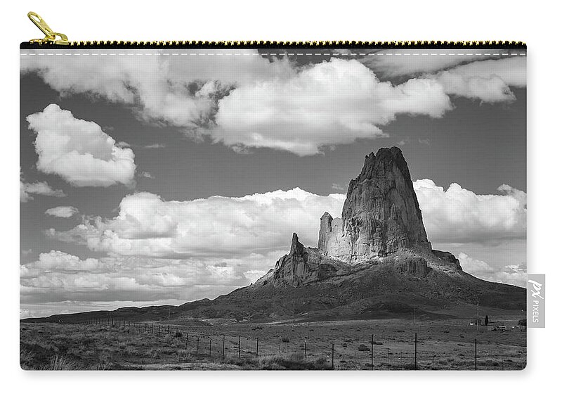 Black And White Zip Pouch featuring the photograph On the Road to Monument Valley Utah by Mary Lee Dereske