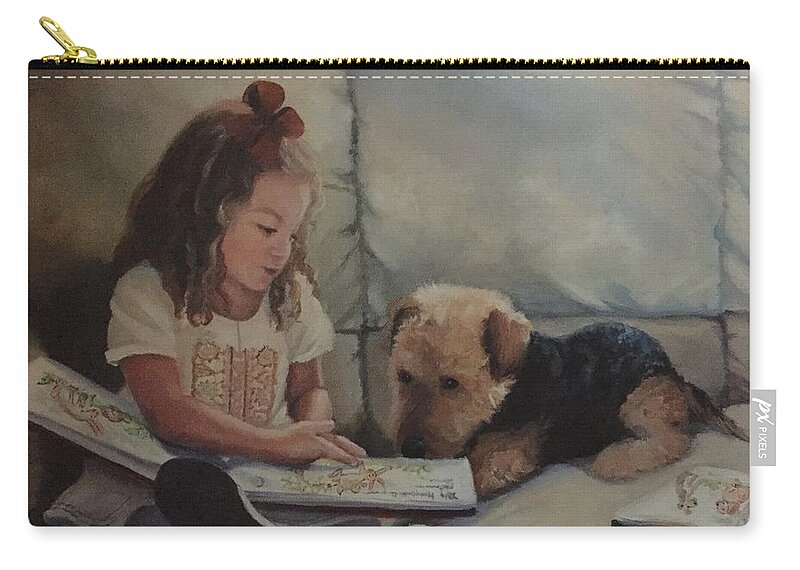 Young Girl Zip Pouch featuring the painting Once Upon A Time by Judy Rixom