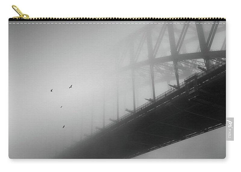 Monochrome Carry-all Pouch featuring the photograph One Morning at the Bridge by Grant Galbraith