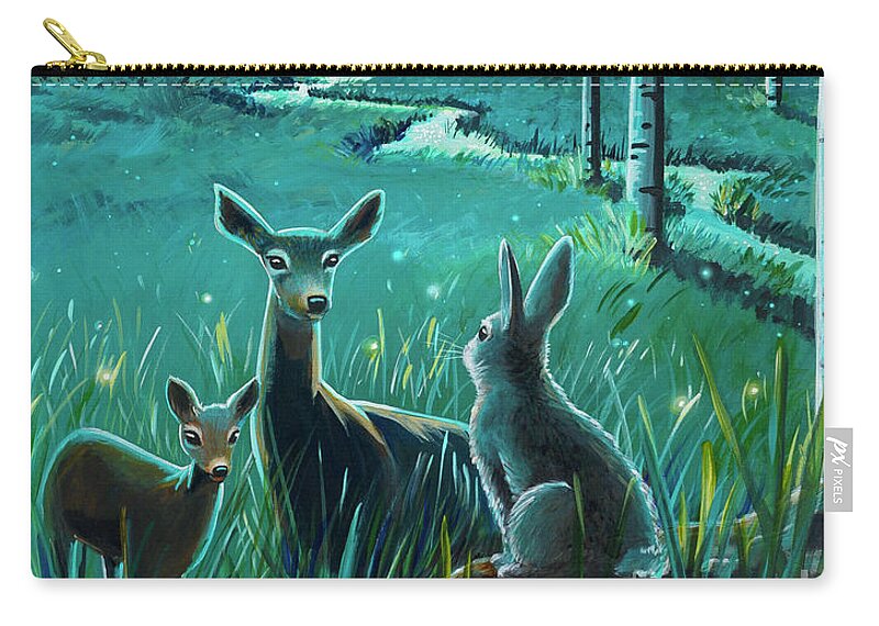 Night Zip Pouch featuring the painting One Night In The Meadow by Cindy Thornton